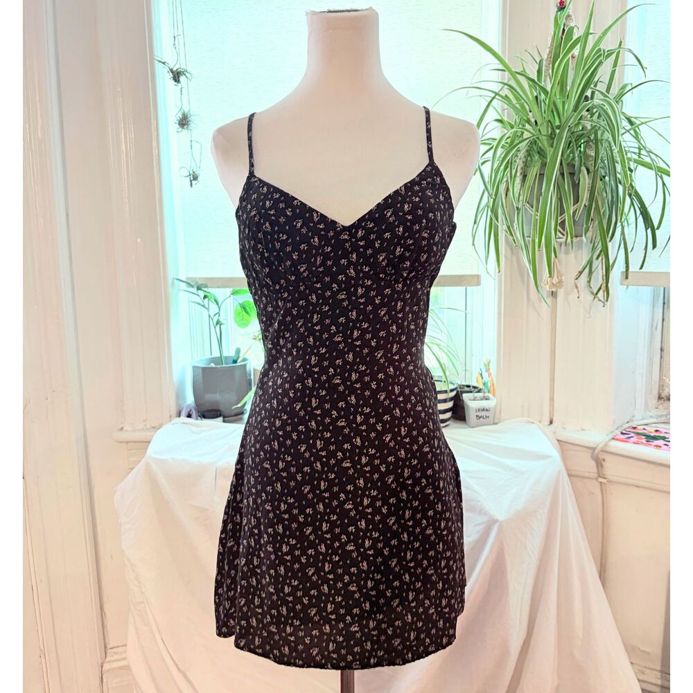 Princess Polly Black Florals Spaghetti Strap Minidress